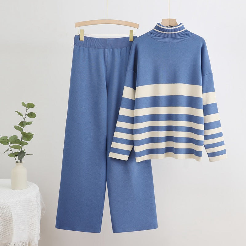 Isabelle-mode | Ensemble tricot pull col montant et pantalon coupe large Evani Paris