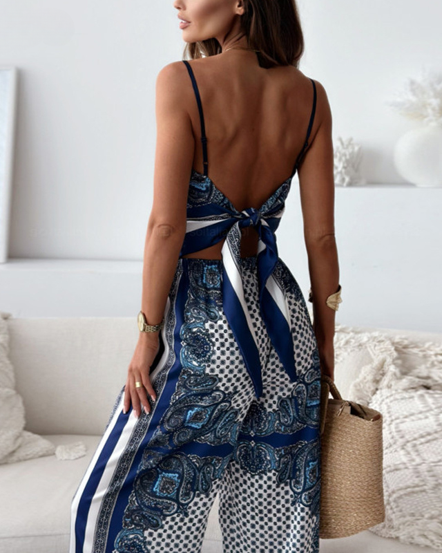 Andella | Ensemble d'été pour femmes avec haut dos nu et pantalon large pour un look élégant Evani Paris